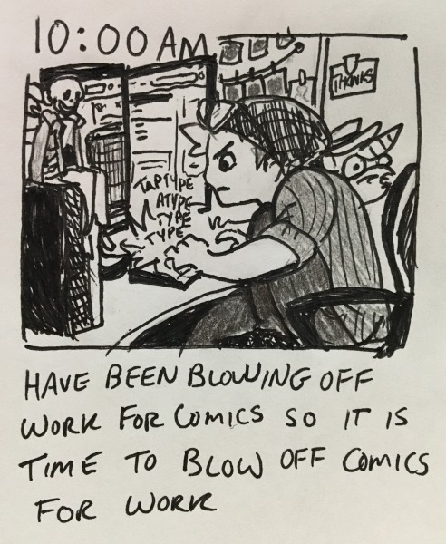 me type type typing at my messy desk. have been blowing off work for comics so it is time to blow off comics for work